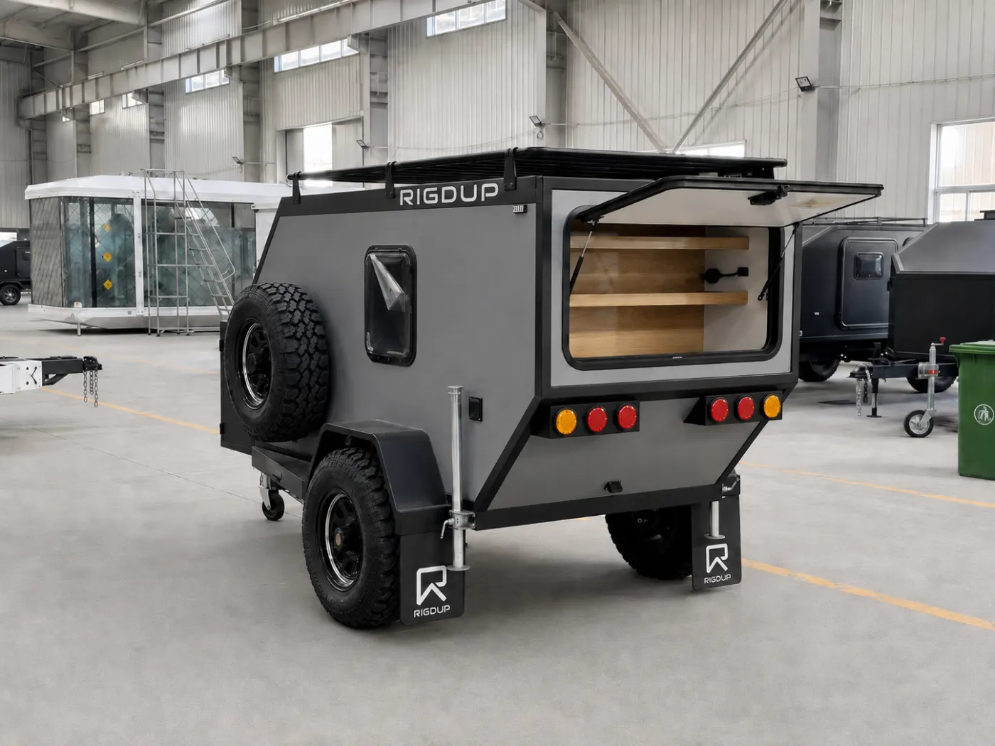 Rigdup camper trailer with its key parts labelled
