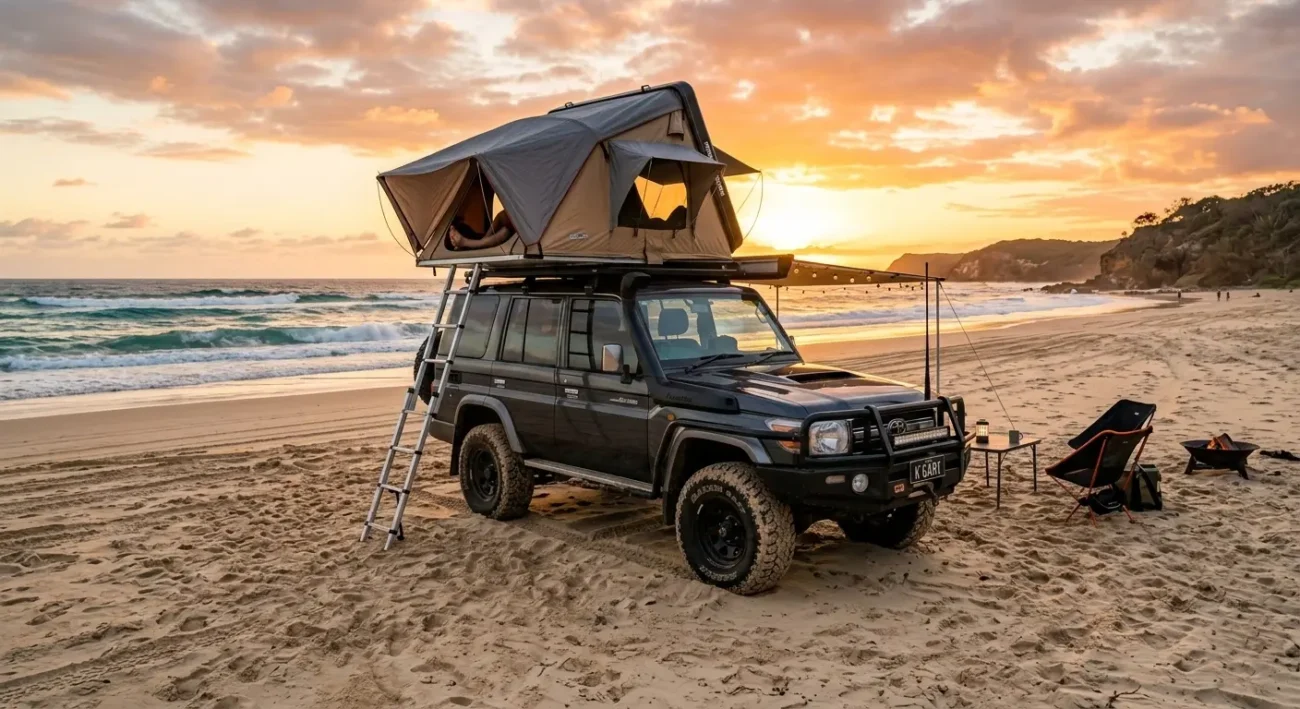 Roof top tent in K'gari